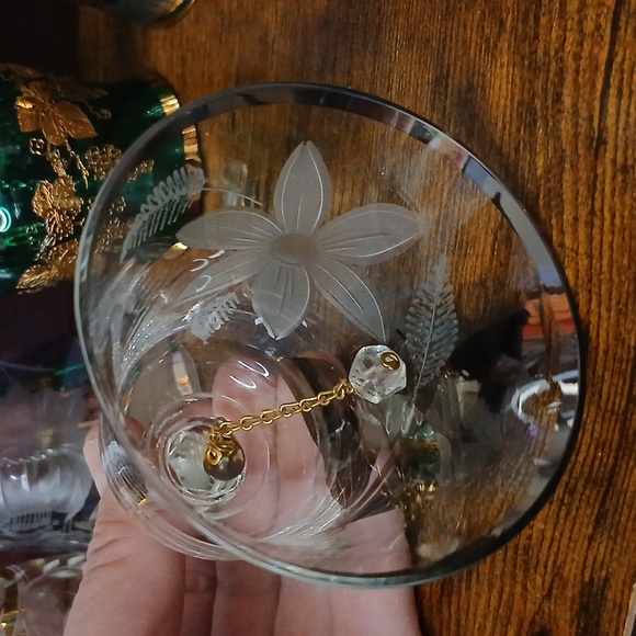 Vintage Bohemia clan crystal fine silver etched floral bell - Picture 8 of 10